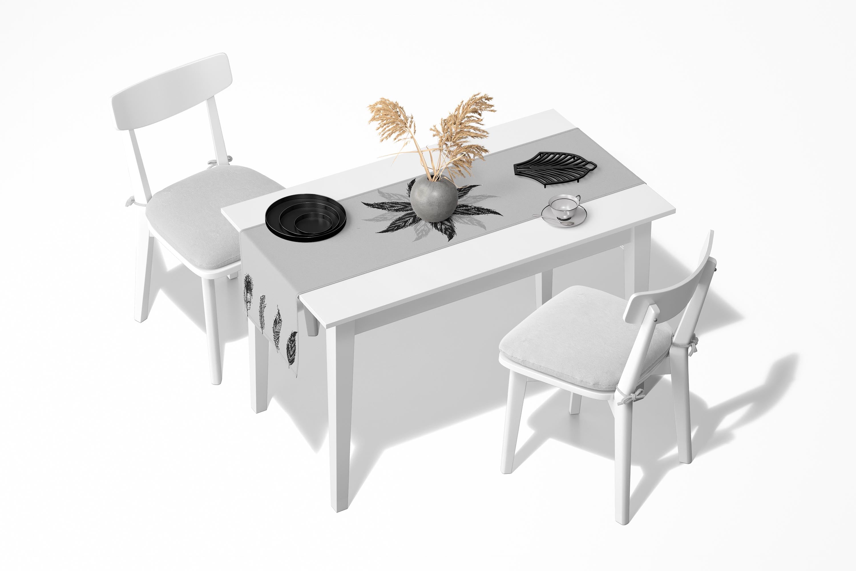 Chemin de Table Imprimé Plume 45/150 cm