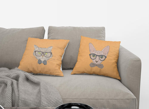 4 Housses de coussin à motif de chat orange, 40x40 cm