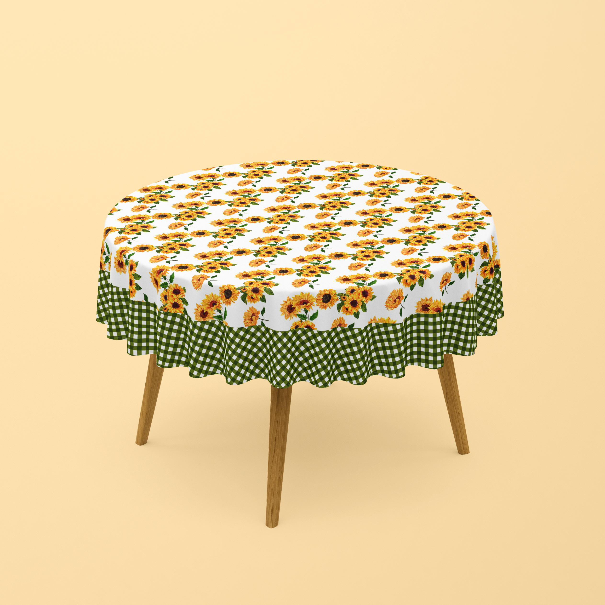 Nappe de table ronde Papatya vert et orange 150cm imprimé