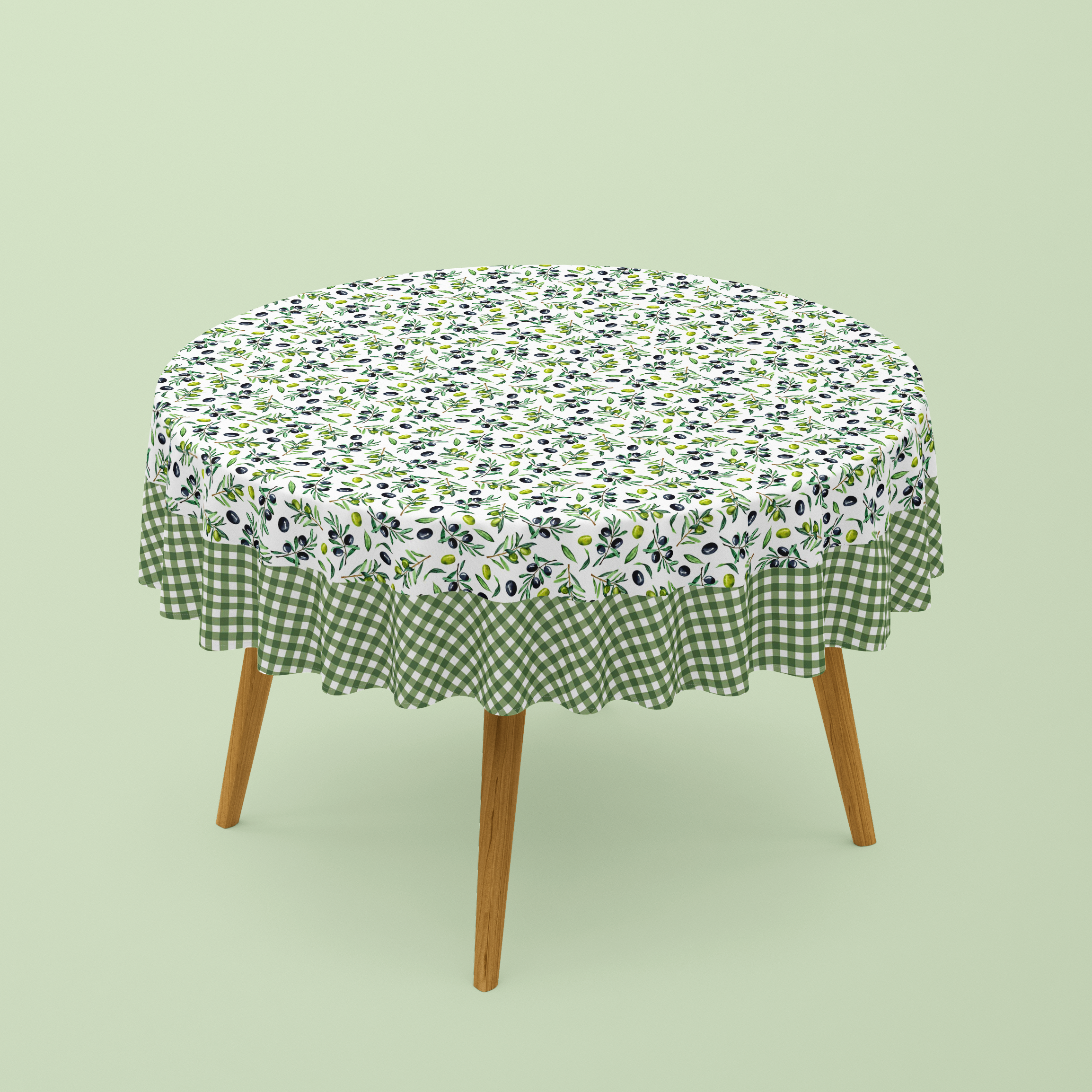 Nappe de table ronde Olive 150cm imprimé