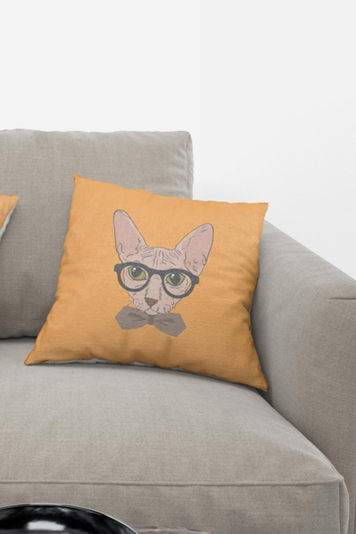 4 Housses de coussin à motif de chat orange, 40x40 cm