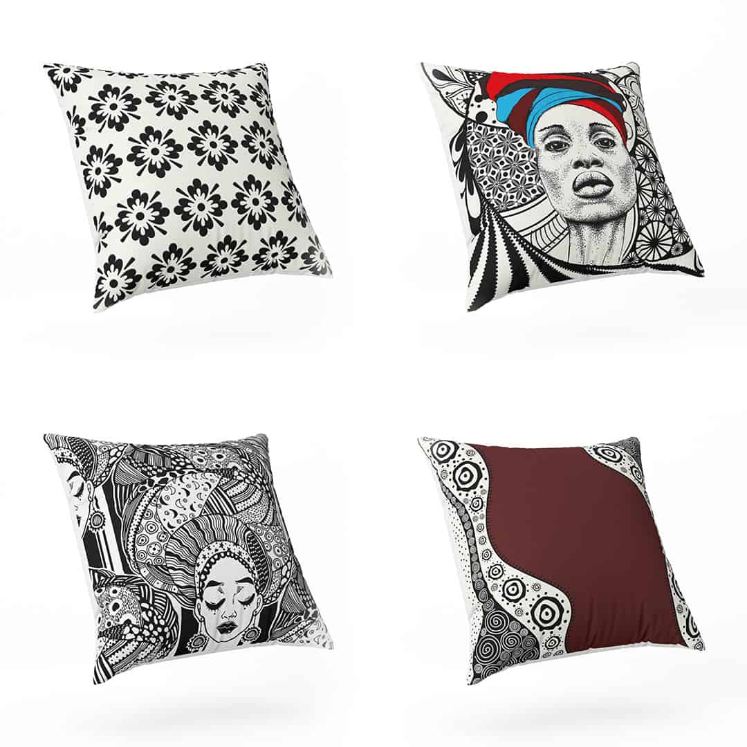 4 housses de coussin AfroWoman imprimées, 40*40cm