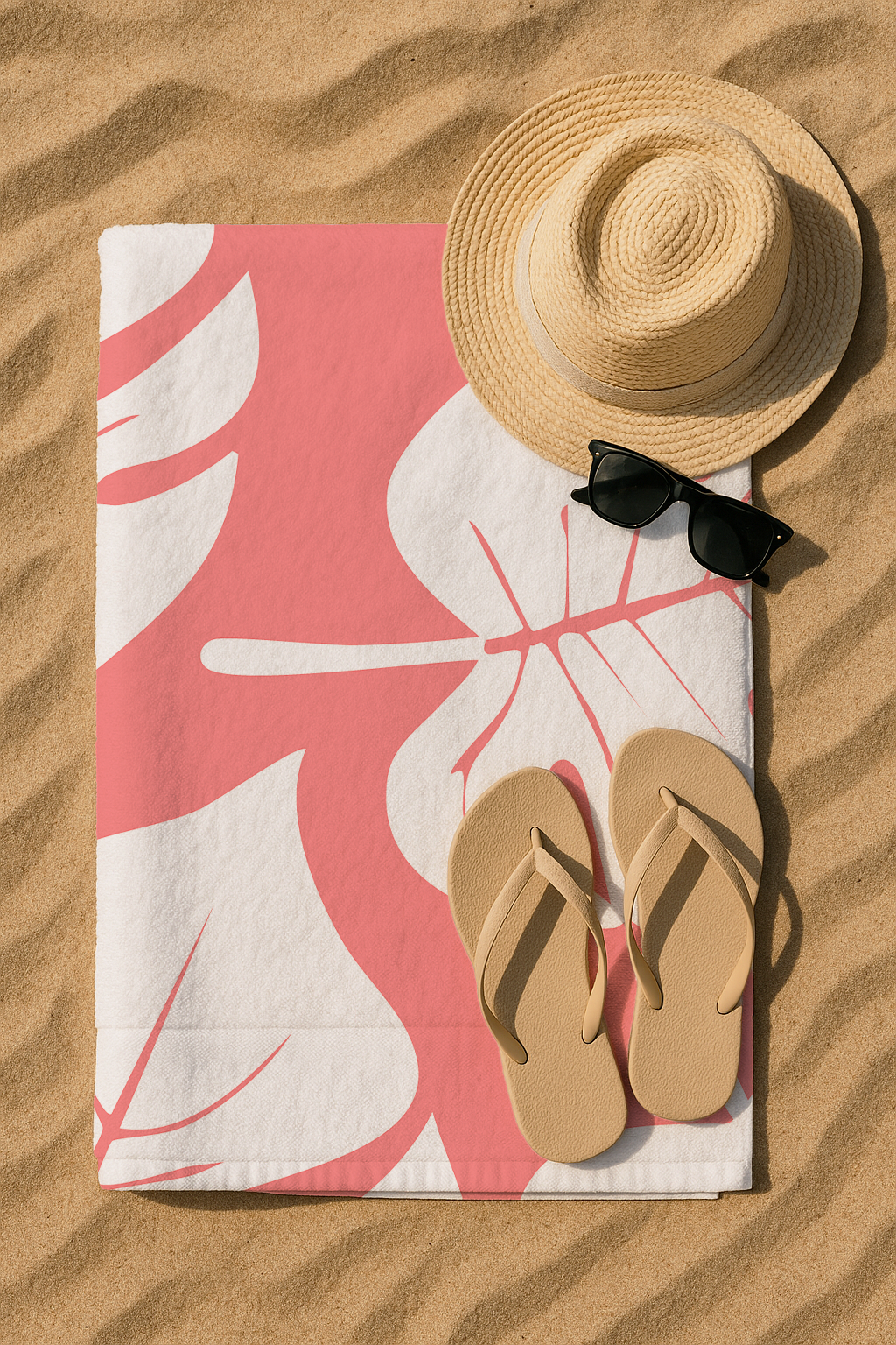 Serviette imprimée Feuille pèche 70 * 150cm