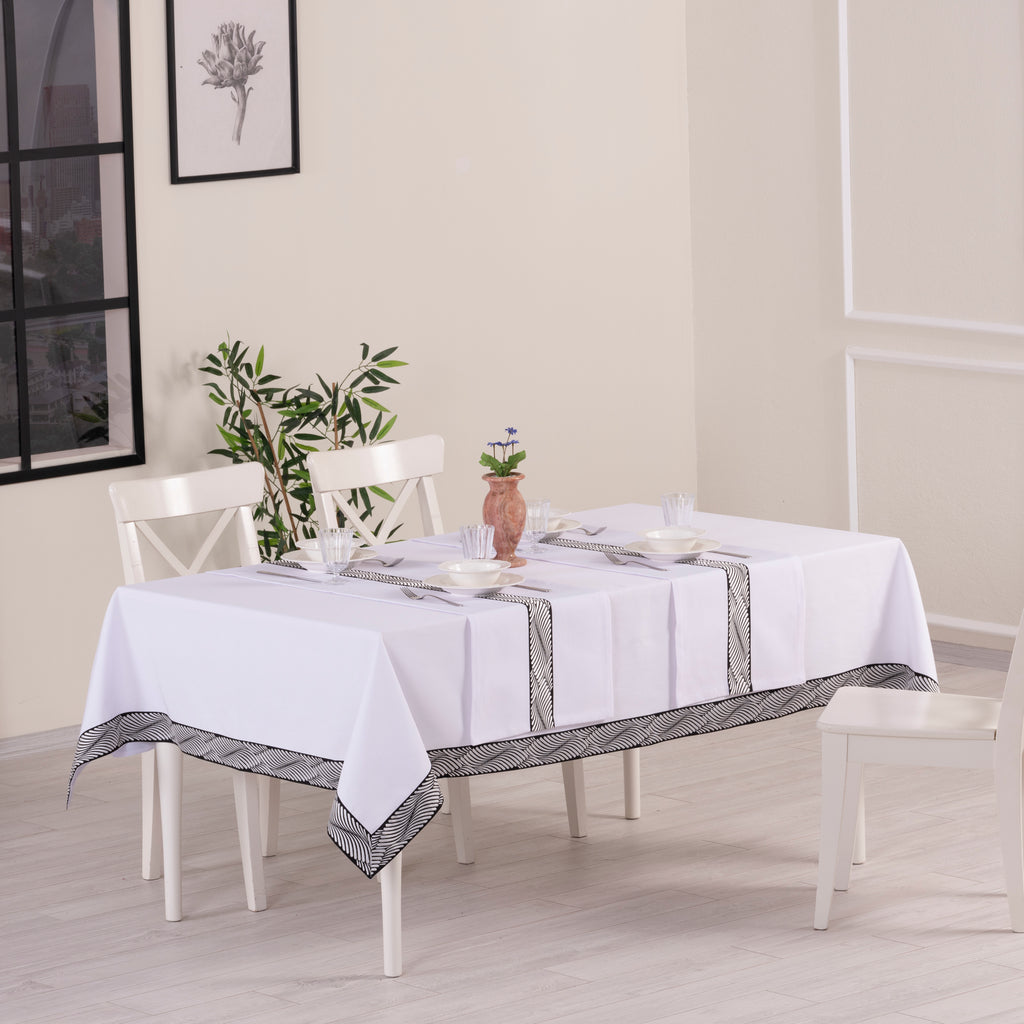 Alba Ensemble Nappe Rectangulaire Blanc Et 2 Chemins De Table