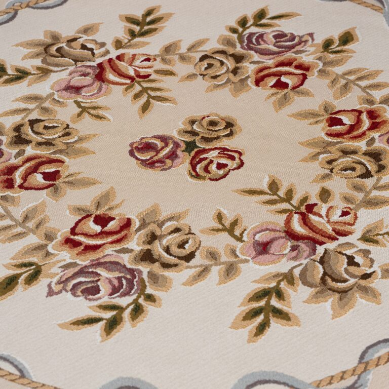 Nappe de Table ronde Rozalinda beige imprimée mesure 160cm
