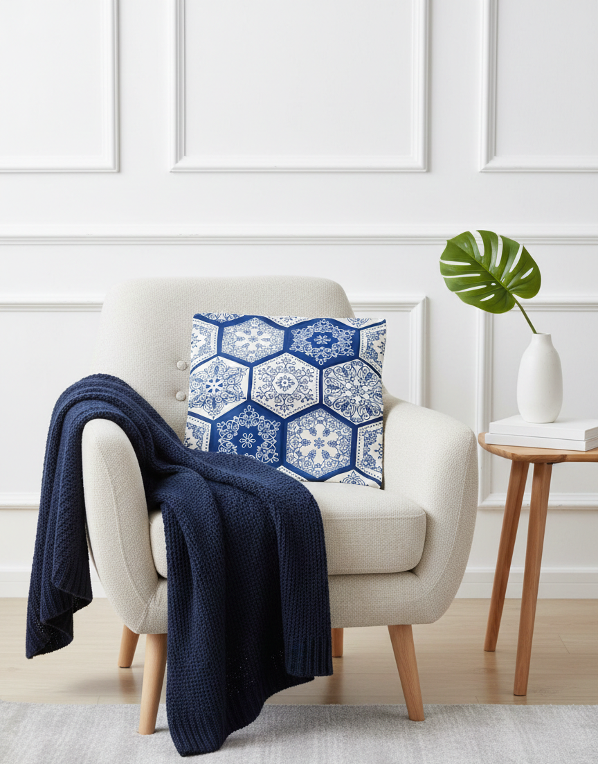 Ensemble de 4 housses de coussin imprimées Mosaique 43×43 cm