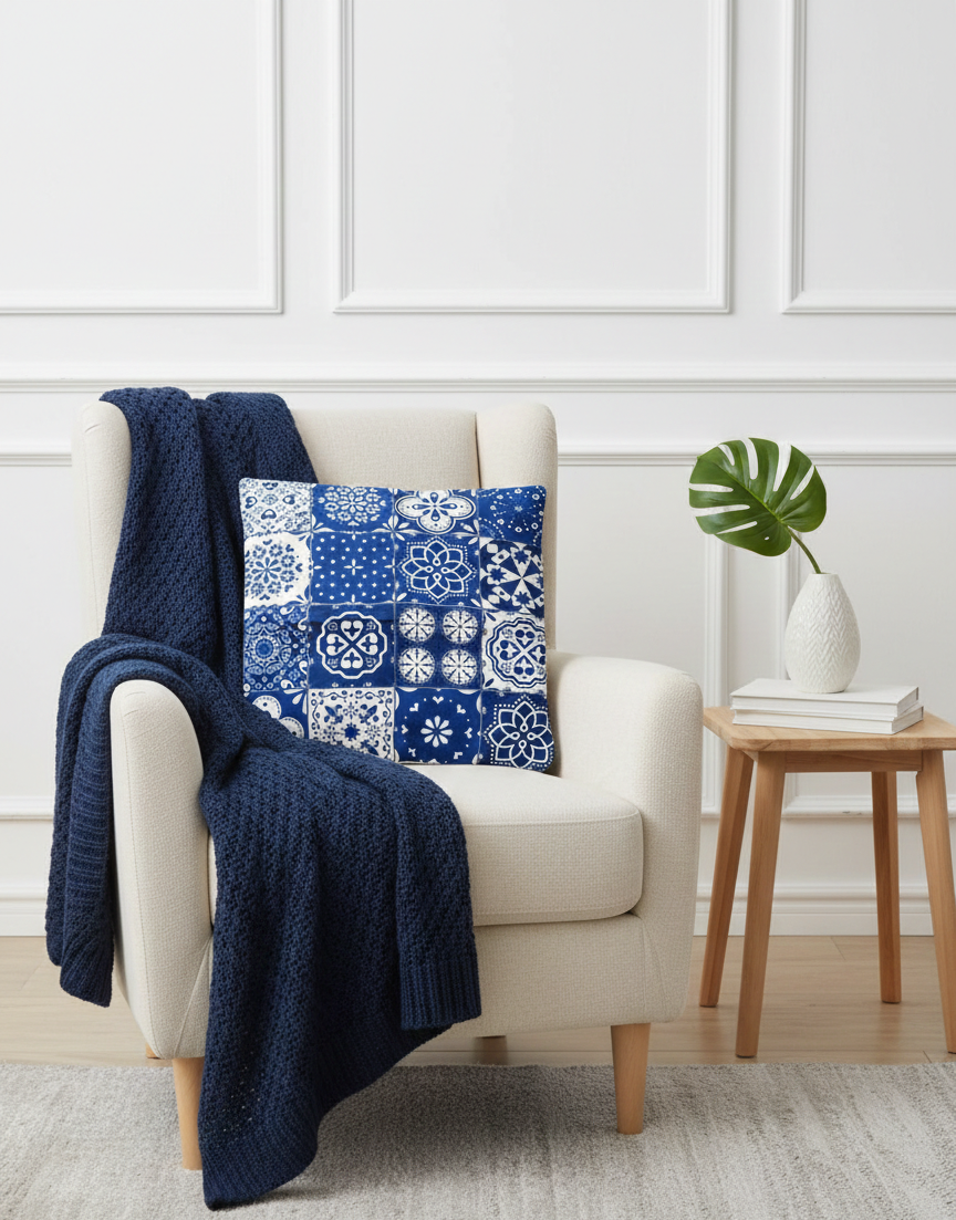 Ensemble de 4 housses de coussin imprimées Mosaique 43×43 cm