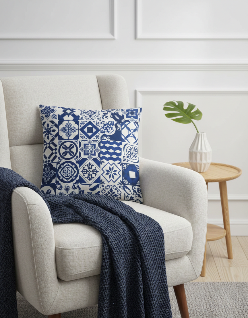 Ensemble de 4 housses de coussin imprimées Mosaique 43×43 cm