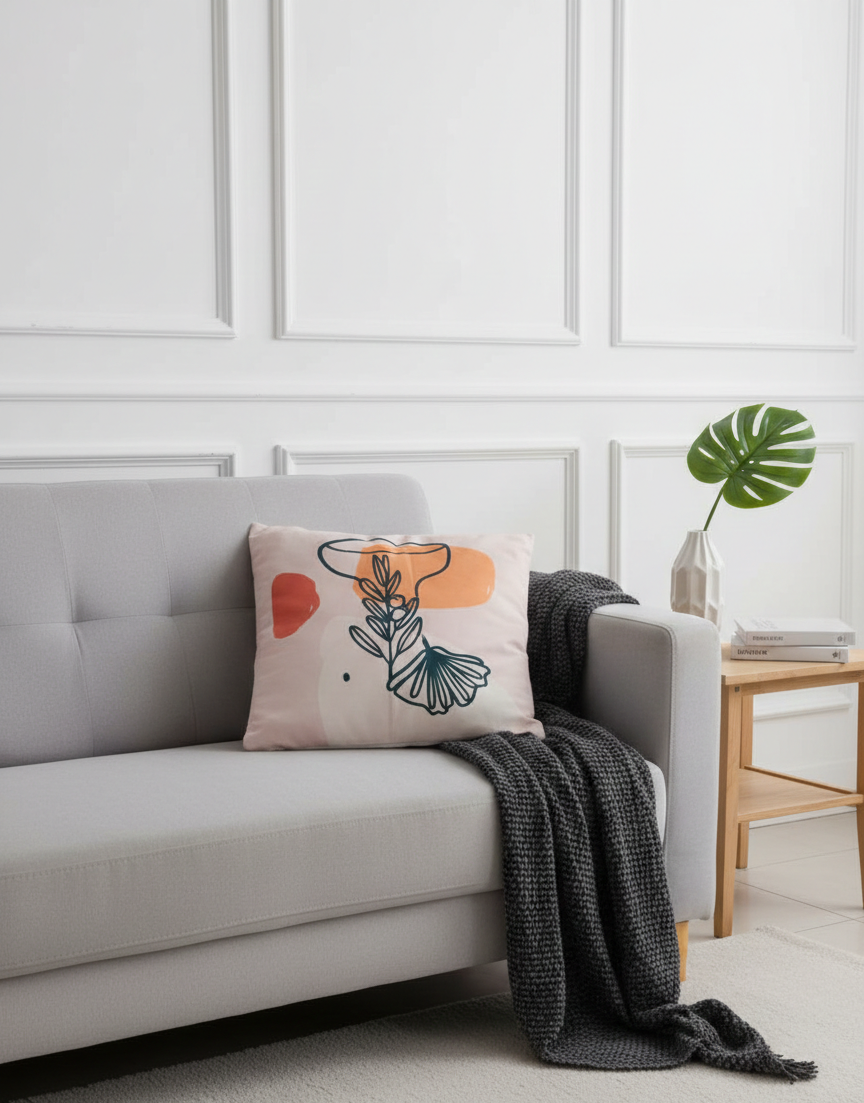 Ensemble de 4 housses de coussin imprimées Feuilles de printemps 43×43 cm