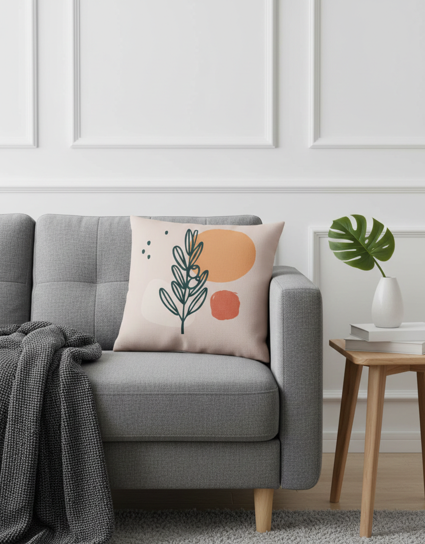 Ensemble de 4 housses de coussin imprimées Feuilles de printemps 43×43 cm