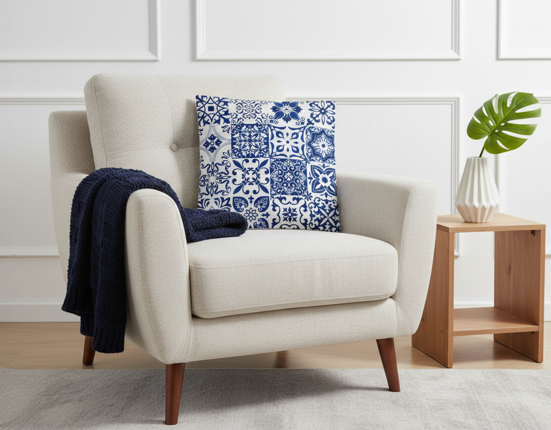 Ensemble de 4 housses de coussin imprimées Mosaique 43×43 cm