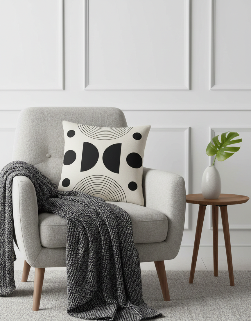 Ensemble de 4 housses de coussin imprimées Géometrique 43×43 cm