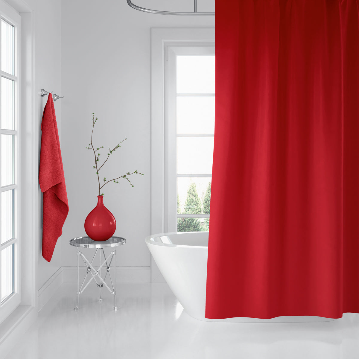 Rideau de Douche Rouge Imperméable 180 * 200cm