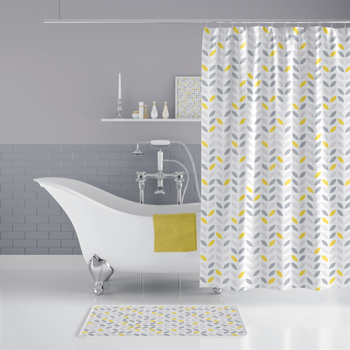 Rideau de Douche Leaf Imprimé Imperméable 180 * 200cm