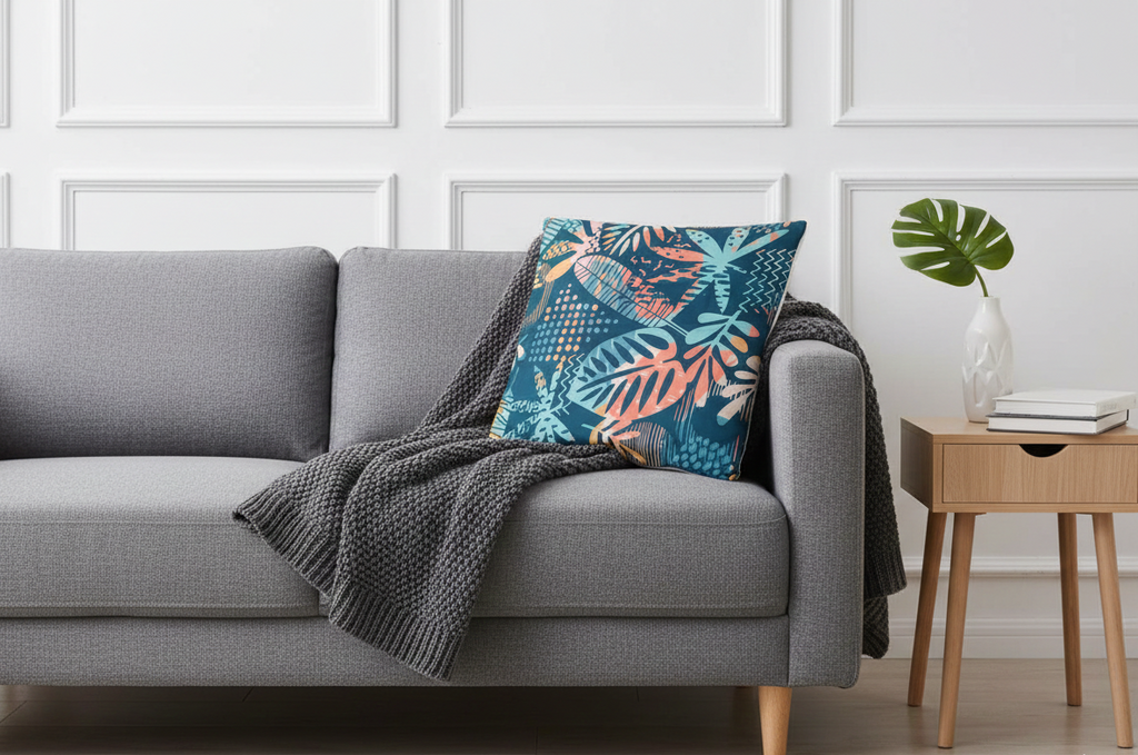 Ensemble de 4 housses de coussin imprimées Plume 43×43 cm