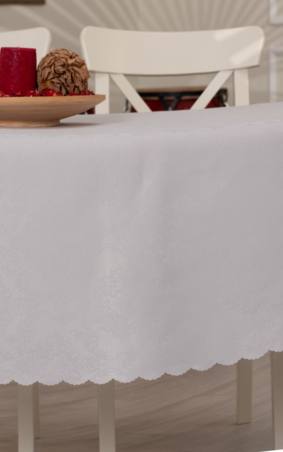 Nappe de table ronde – 160 cm en Jacquard Gris