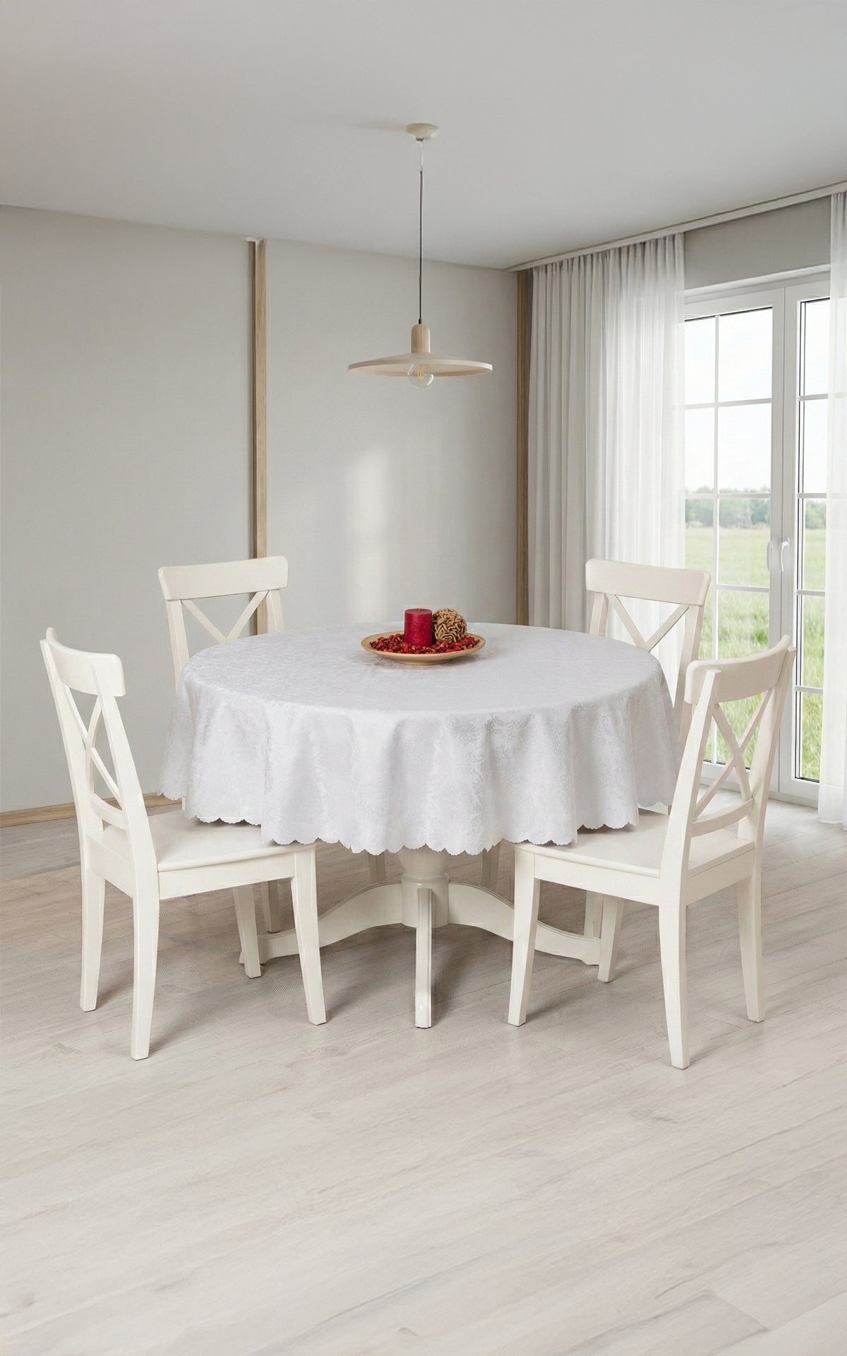 Nappe de table ronde – 160 cm en Jacquard Gris