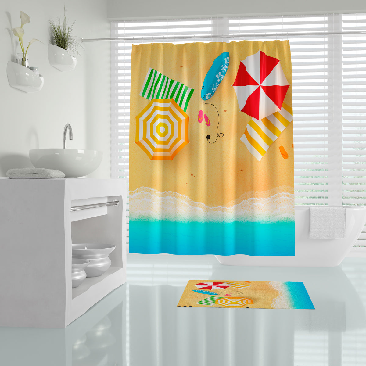 Rideau de Douche Summer Imprimé Imperméable 180 * 200cm