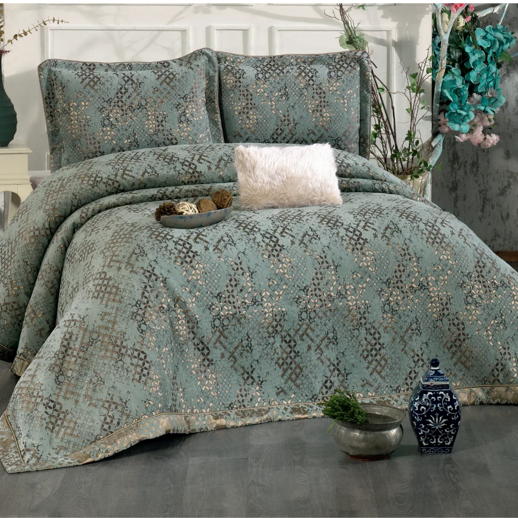 Couvre-Lit ANNA turquoise 4 pièces