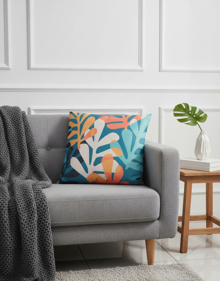 Ensemble de 4 housses de coussin imprimées Plume 43×43 cm