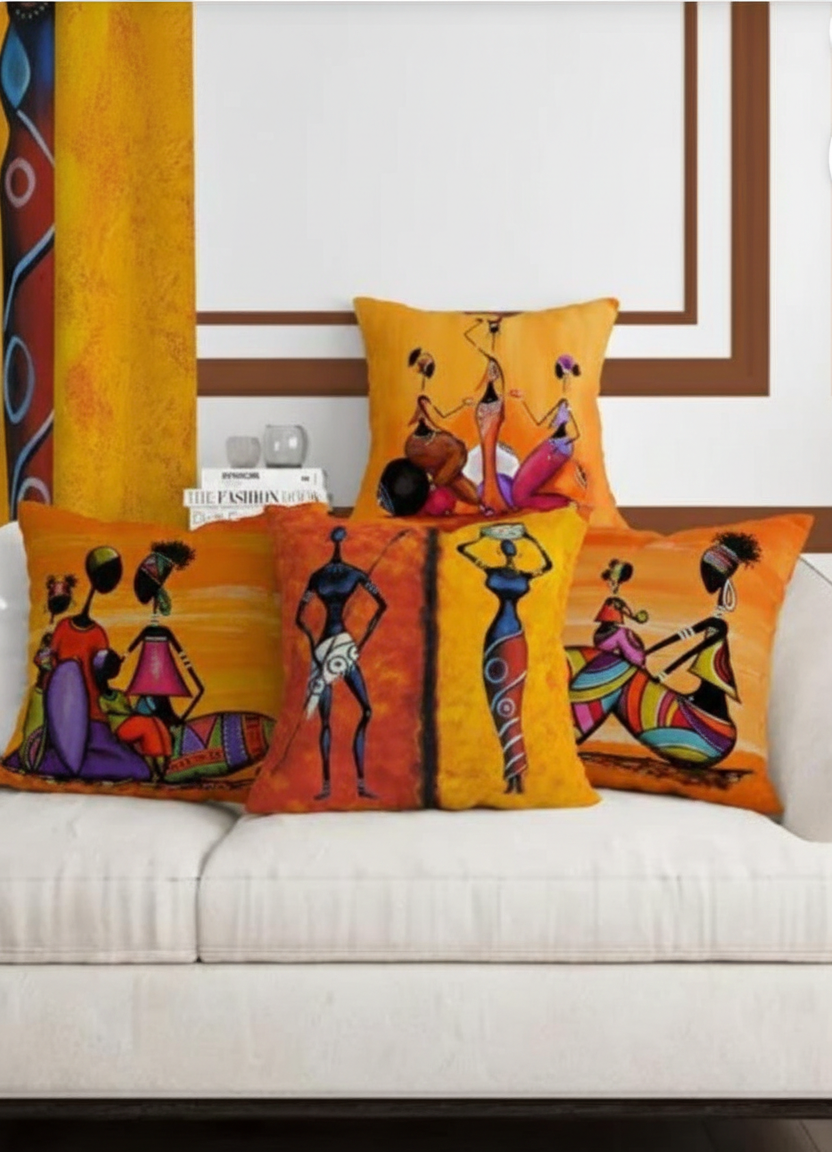 Ensemble de 4 housses de coussin imprimées Africain 43×43 cm