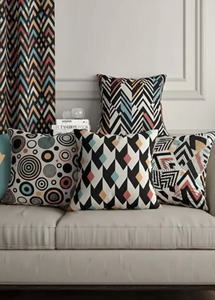 Ensemble de 4 housses de coussin imprimées Tropical 43×43 cm