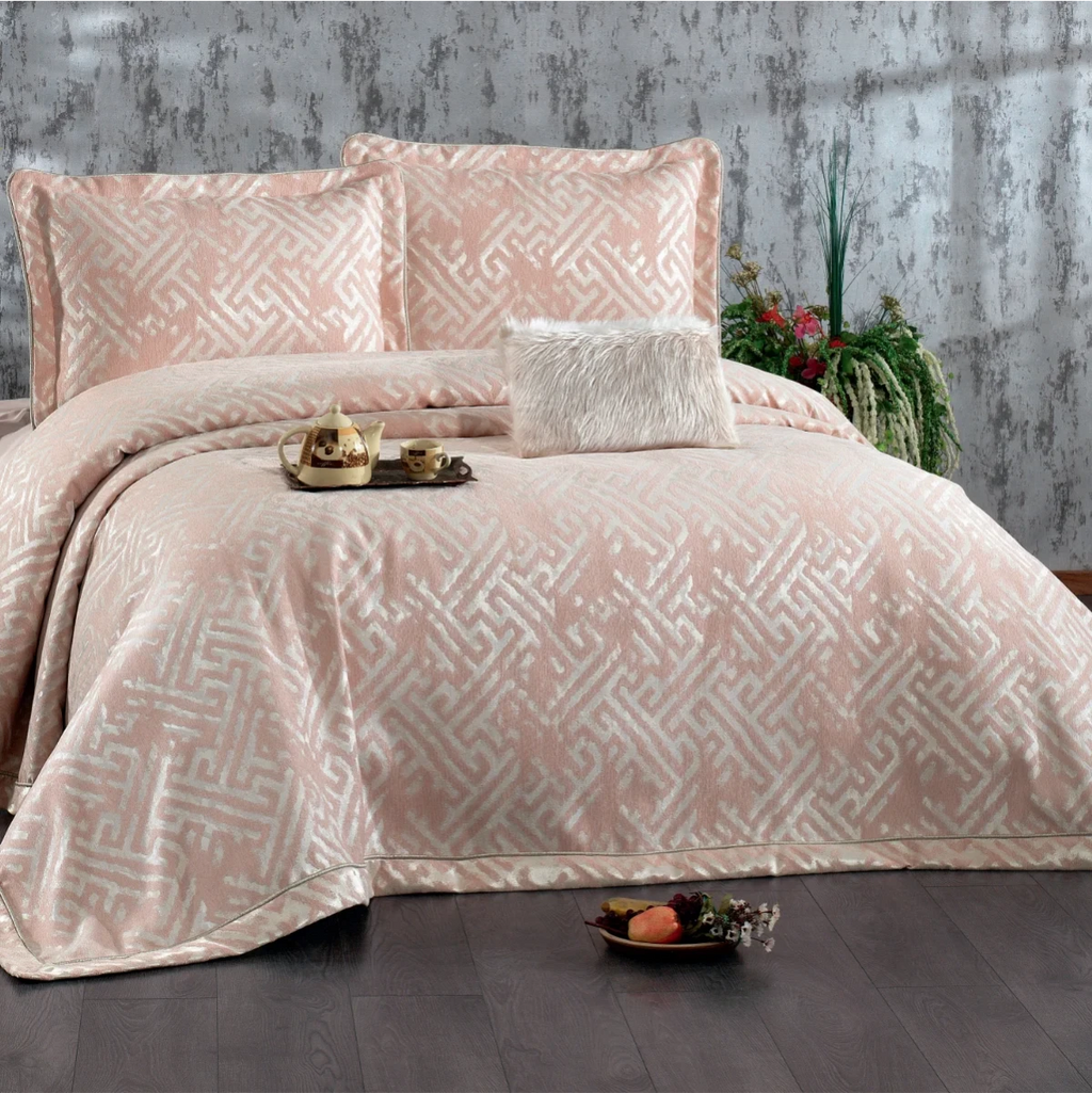 Couvre-Lit DIAMOND saumon 4 pièces