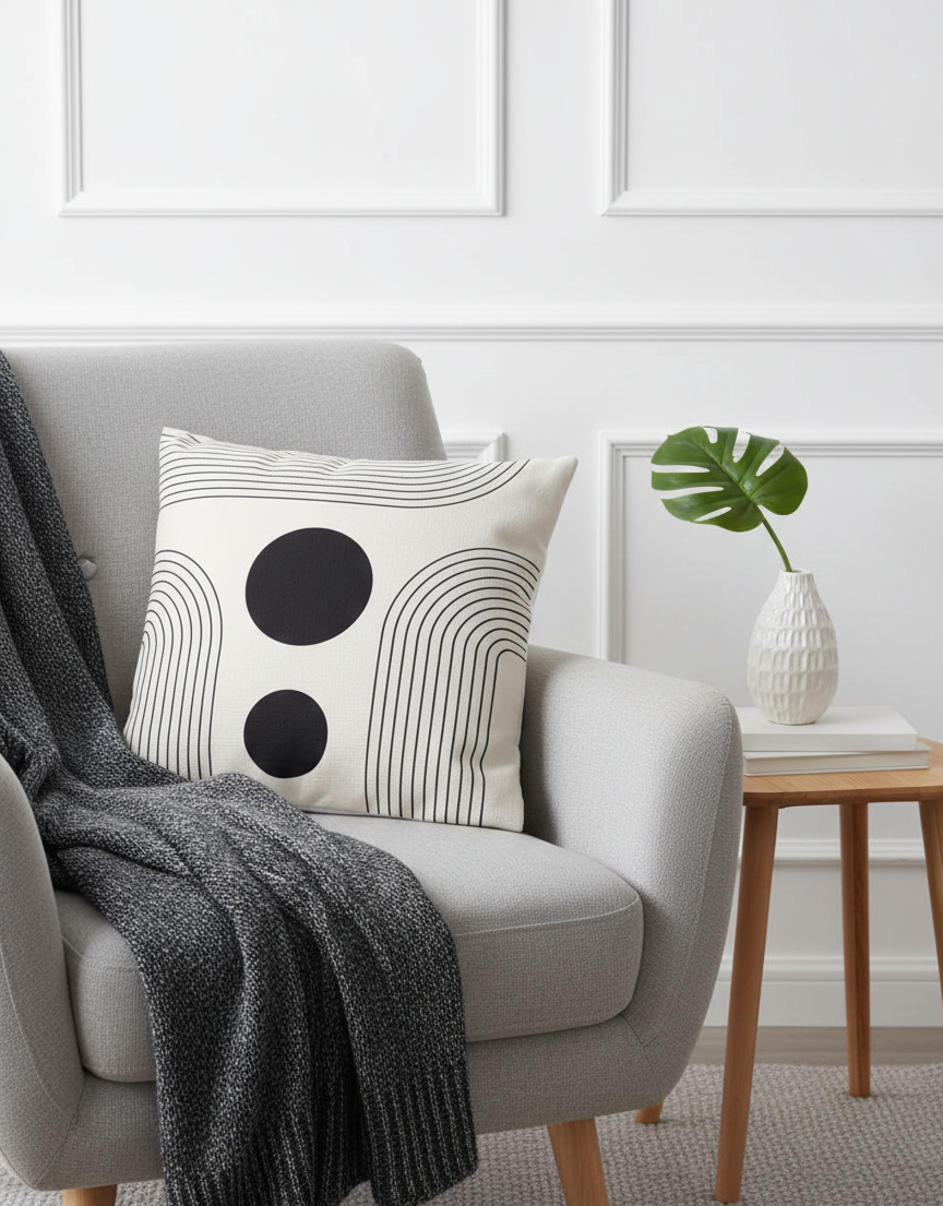 Ensemble de 4 housses de coussin imprimées Géometrique 43×43 cm