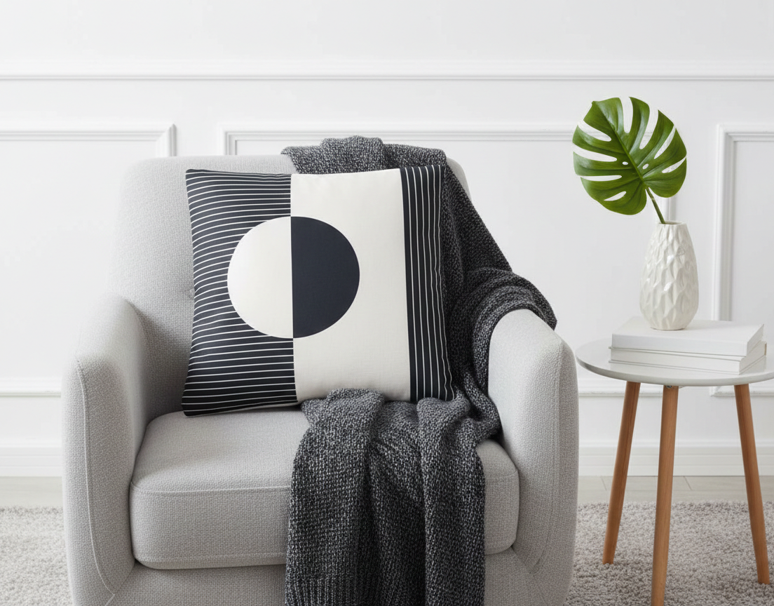 Ensemble de 4 housses de coussin imprimées Géometrique 43×43 cm