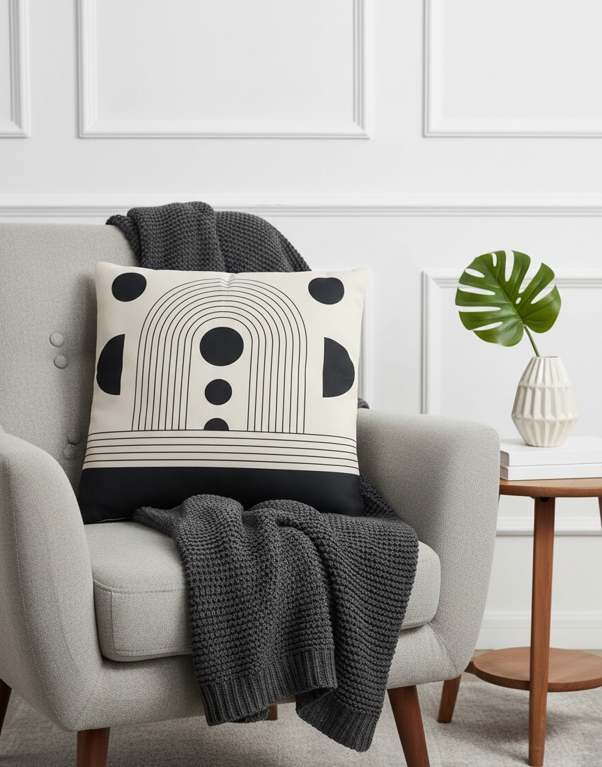 Ensemble de 4 housses de coussin imprimées Géometrique 43×43 cm