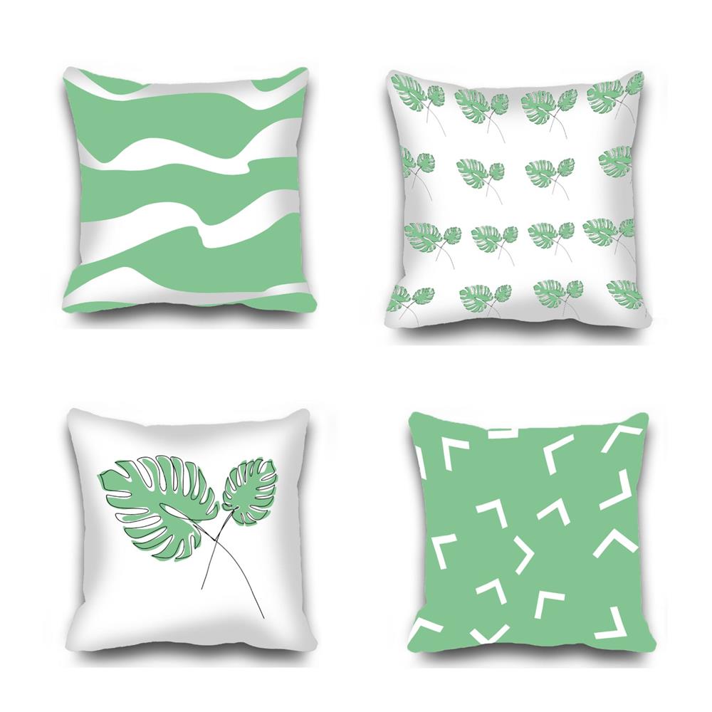 Lot de 4 housses de coussin imprimées, motif feuilles colorées, 40×40 cm