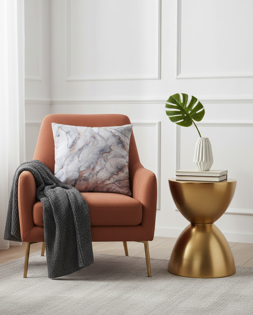 Ensemble de 4 housses de coussin imprimées Chic Marbré 43×43 cm