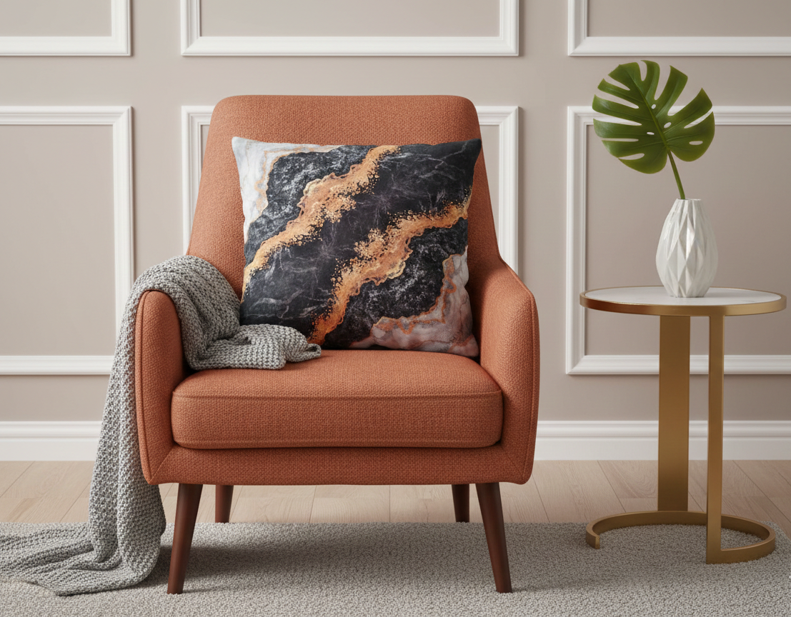 Ensemble de 4 housses de coussin imprimées Chic Marbré 43×43 cm