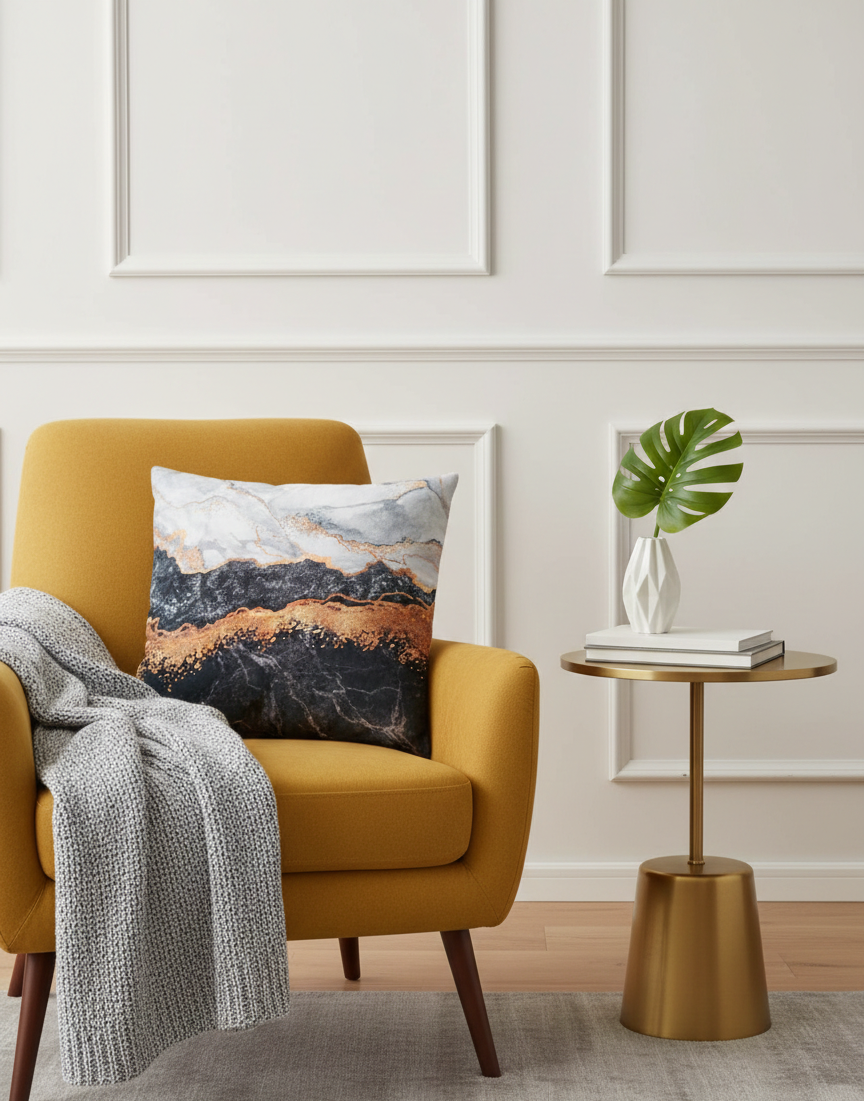 Ensemble de 4 housses de coussin imprimées Chic Marbré 43×43 cm