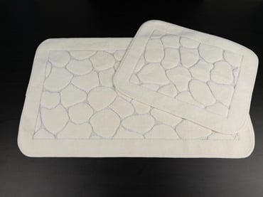 ensemble de 2 Tapis de bain blanc cassé en coton: 60×100 cm et 50×60 cm.