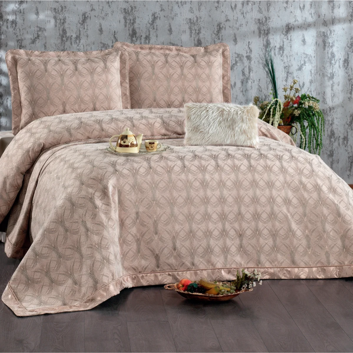 Couvre-Lit Podyum Rose poussiéreux 4 pièces