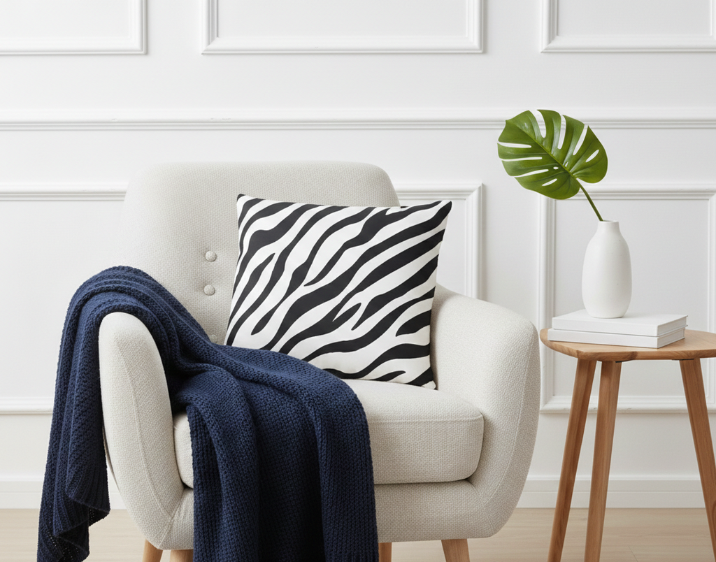 Ensemble de 4 housses de coussin imprimées Sweet home noir 43×43 cm