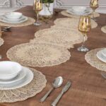 Ensemble de 7 pièces Venezia Beige, 6 sous plats 40x40cm + 1 chemin de table 110x40cm