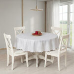 Nappe de table ronde Gris – 160 cm en Jacquard Premium